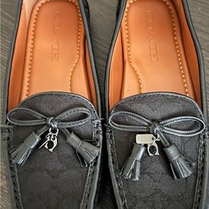 Coach Charcoal Loafers with Tassel Accents